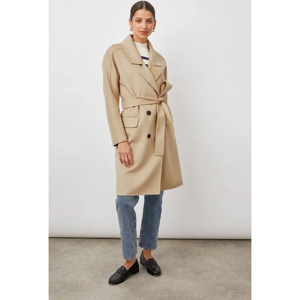 Rails Sloan Belted Wool Blend Overcoat Sand Beige XXS $425